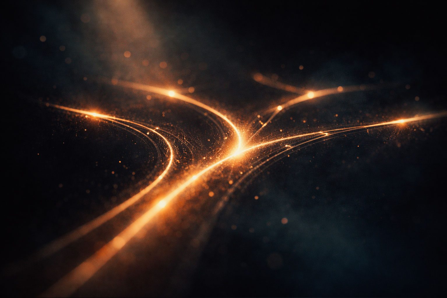 Abstract cinematic image of glowing diverging paths in darkness, symbolizing choosing shows at Edinburgh Fringe Festival 2026