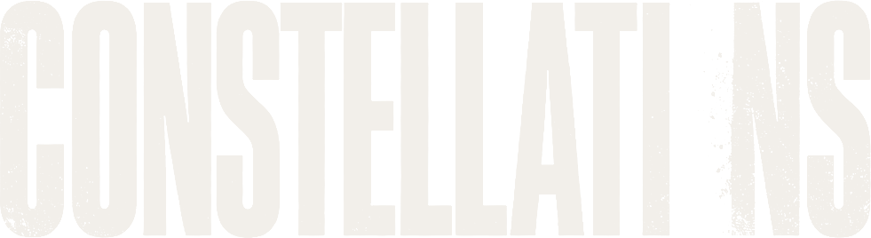 Constellations title in bold broken typography symbolizing multiple timelines in Nick Payne’s play