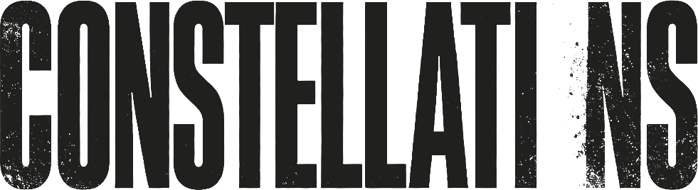 Constellations title in bold fragmented typography representing multiple timelines in Nick Payne’s play