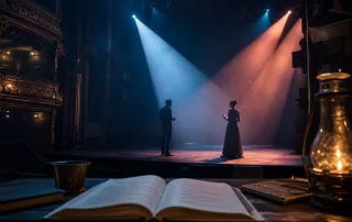 Actors rehearsing contemporary British theatre on an Edinburgh stage