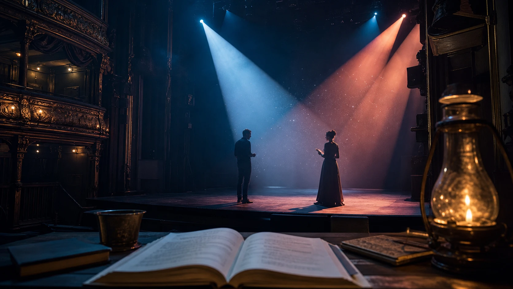 Actors rehearsing contemporary British theatre on an Edinburgh stage