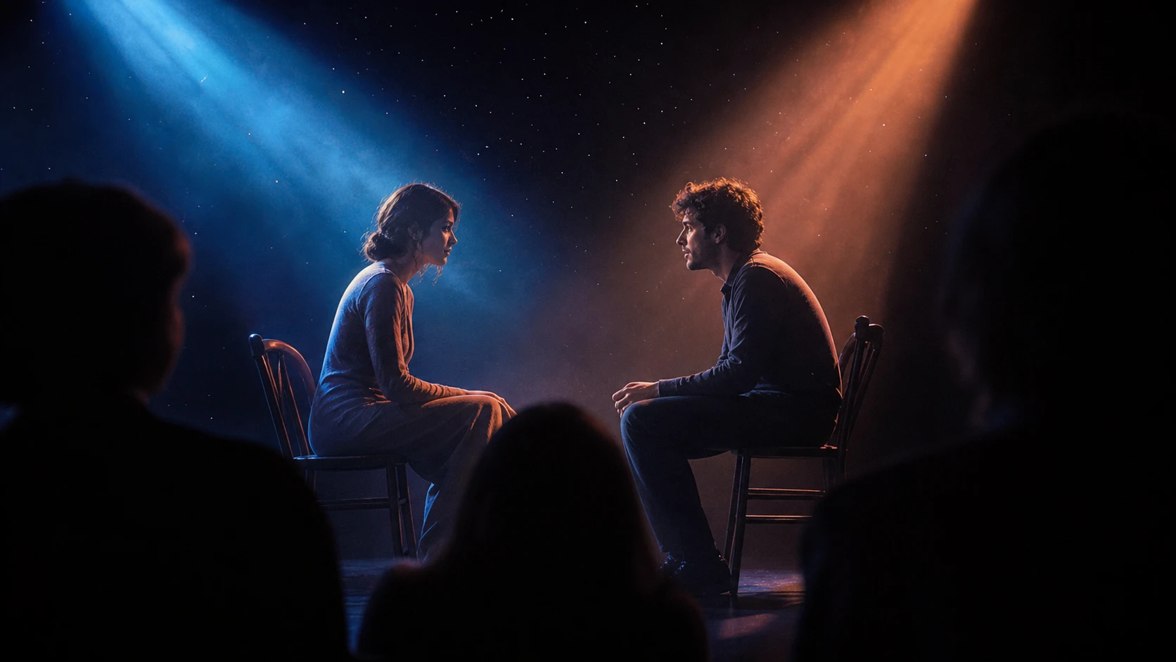 Script pages transforming into live contemporary drama